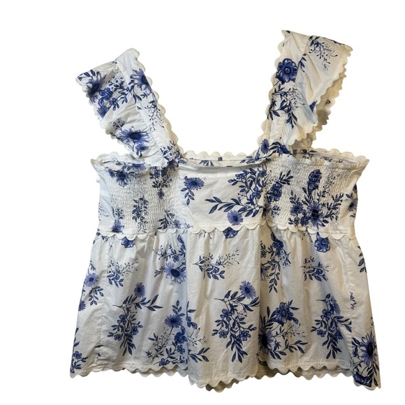 Belle Isle by Torrid Blue and White Floral Ruffle Babydoll Top Size 2X NWT - Picture 2 of 10